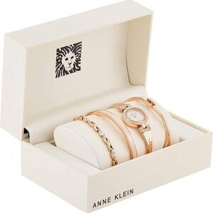 Anne Klein Women's Premium Crystal Accented Bangle Watch and Bracelet Set